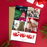 Ho Ho Ho Santa Family FotoCollage Weihnachten<br><div class="desc">Weihnachtskarten für Ihre Fotos,  die vom Weihnachtsmann in einem niedlichen Ho Ho Ho Design inspiriert werden. Fügen Sie vier Ihrer Lieblings-Fotos und Ihren Familiennamen und das Jahr hinzu.</div>