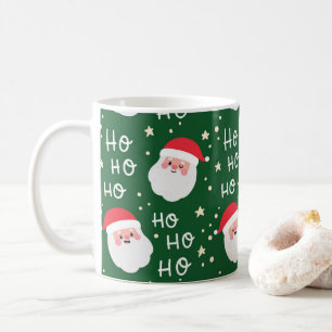HO HO HO Santa Green Pattern Kaffee Tasse