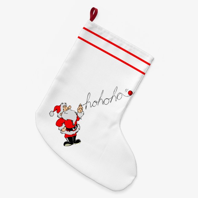 Ho Ho Ho Santa Großer Weihnachtsstrumpf (Vorderansicht (hängend))