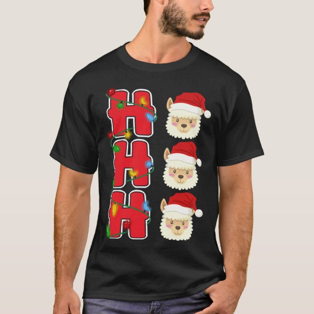Ho Ho Ho Santa Llama Christmas T-Shirt (Vorderseite)