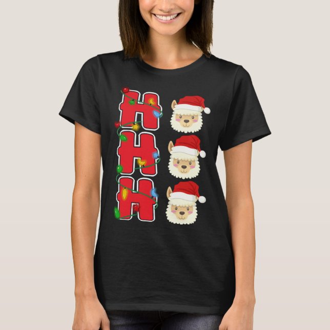 Ho Ho Ho Santa Llama Christmas T-Shirt (Vorderseite)