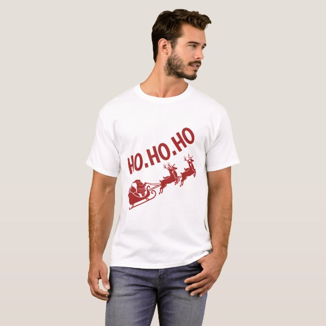 Ho Ho Ho Santa Sleigh Ride Christmas T-Shirt (Vorne ganz)