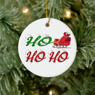 Ho Ho Ho Santa Sleigh Weihnachtsgrüne Schrift Keramik Ornament
