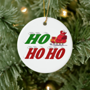 Ho Ho Ho Santa Sleigh Weihnachtstypografie Keramik Ornament
