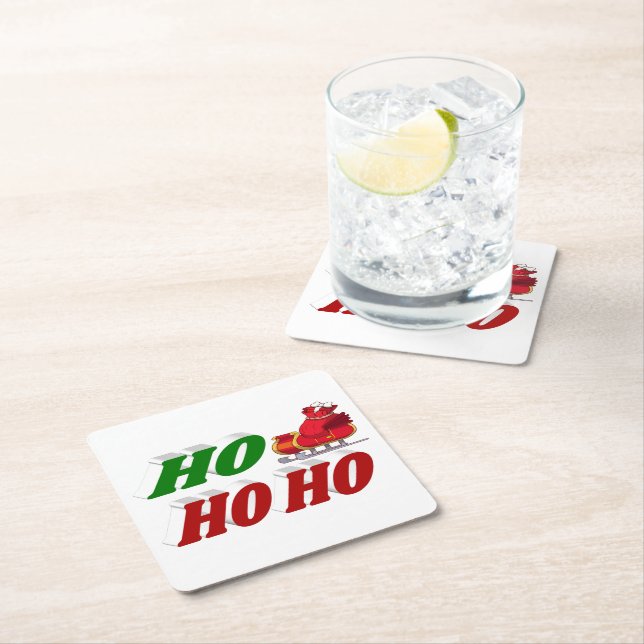 Ho Ho Ho Santa Sleigh Weihnachtstypografie Rechteckiger Pappuntersetzer (Vor Ort)