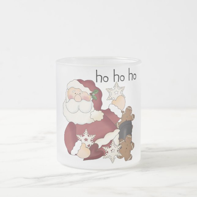 Ho Ho Ho Santa T - Shirt und Geschenke Mattglastasse (Mittel)