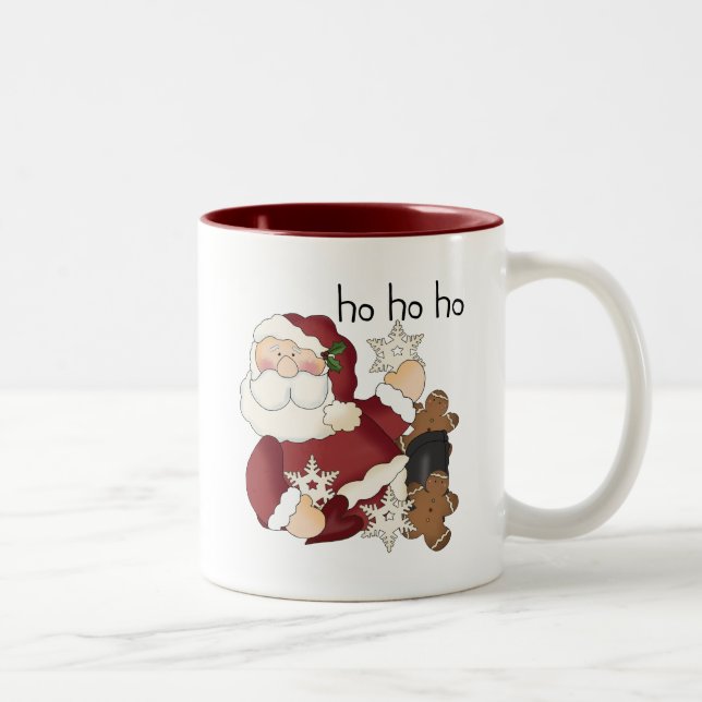 Ho Ho Ho Santa T - Shirt und Geschenke Zweifarbige Tasse (Rechts)