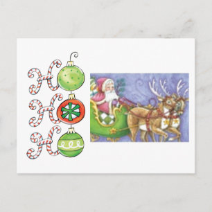 Ho! Ho! Ho! Santa und Reindeer Postkarte