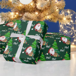 Ho Ho Ho Santa und Weihnachtsbaum Geschenkpapier