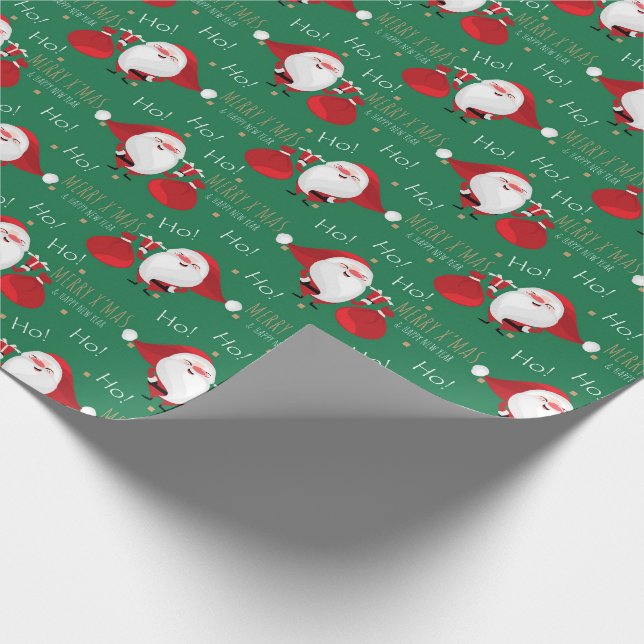 Ho Ho Ho Santa Wrapping Paper Geschenkpapier (Ecke)