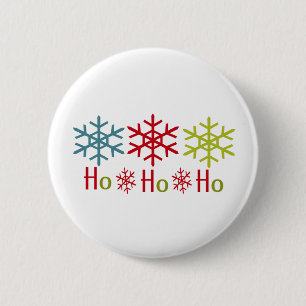 Ho Ho Ho Schneeflocke-Weihnachten Button