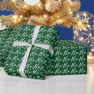Ho Ho Ho Schrift Weiß auf Terrakotta-Weihnachten Geschenkpapier