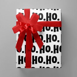 Ho. Ho. Ho. Schwarz-Weiß Chic und lustige Weihnach Geschenkpapier