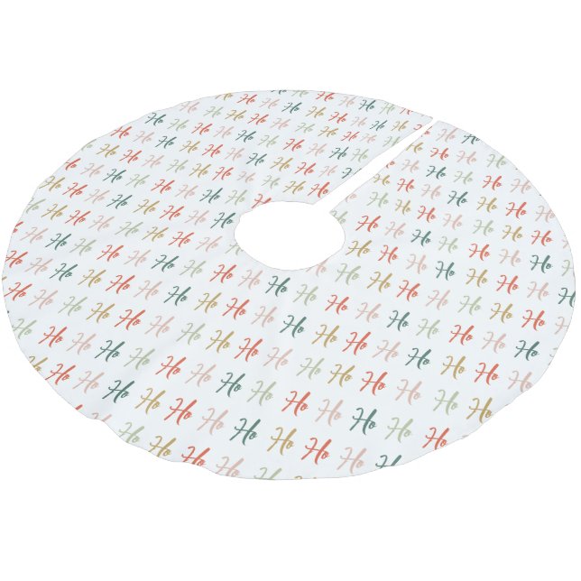 Ho Ho Ho Script Typography Pattern Polyester Weihnachtsbaumdecke (Schrägansicht)