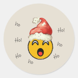 Ho Ho Ho smiley santa Runder Aufkleber