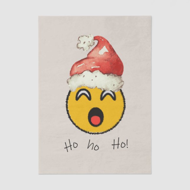 Ho Ho Ho smiley santa Seidenpapier (Vorderseite)