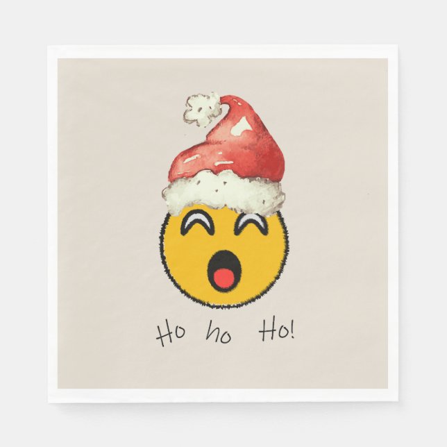 Ho Ho Ho smiley santa Serviette (Vorderseite)
