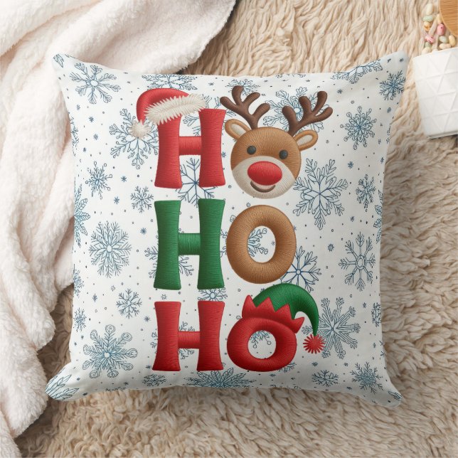 Ho Ho Ho Snowflakes Throw Pillow Kissen (Decke)