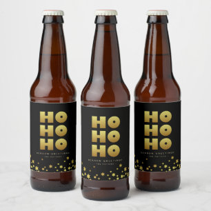Ho Ho Ho   Spaß Weihnachten Black & Gold Bierflasc Bierflaschenetikett