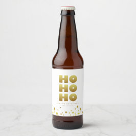 Ho Ho Ho | Spaß Weihnachten Weiß & Gold Bierflaschenetikett