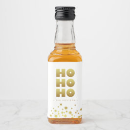 Ho Ho Ho | Spaß Weihnachten White & Gold Mini Alkoholflaschenetikett