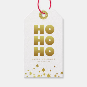 Ho Ho Ho   Spaß Weihnachten White & Gold Mini Geschenkanhänger
