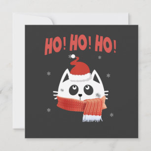 Ho Ho Ho Süße Katze Weihnachtsmann Hut Ho hoch dre Einladung