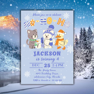 Ho Ho Ho Süße Wintertiere Weihnachten Geburtstag Einladung