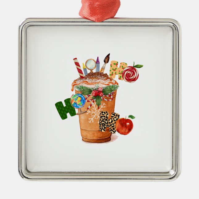 Ho Ho Ho Teacher Ornament Aus Metall (Vorne)