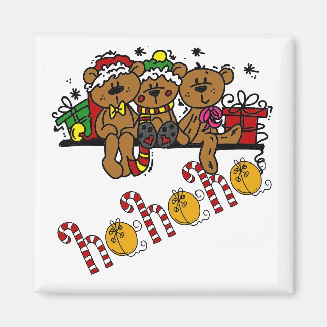 Ho Ho Ho Teddy Bears Magnet (Vorne)