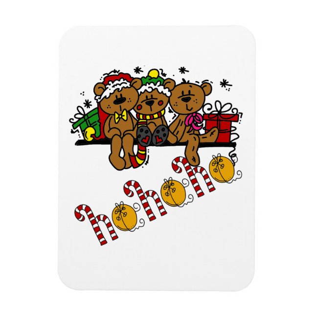 Ho Ho Ho Teddy Bears Magnet (Vertikal)