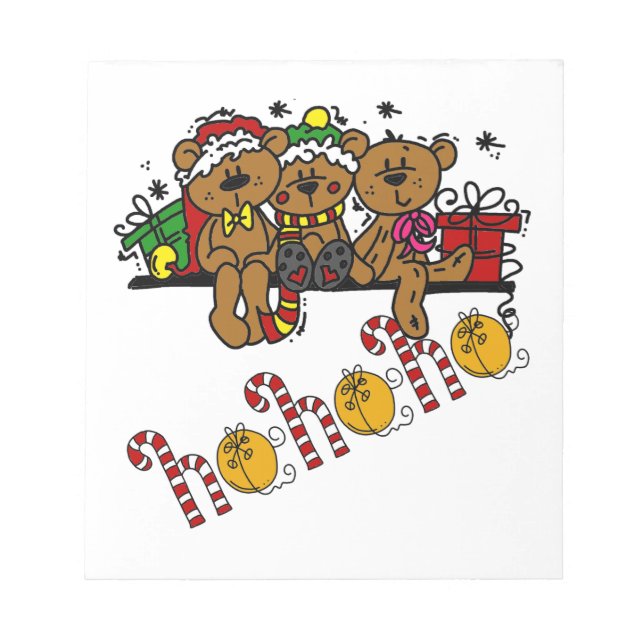 Ho Ho Ho Teddy Bears Notizblock (Vorderseite)