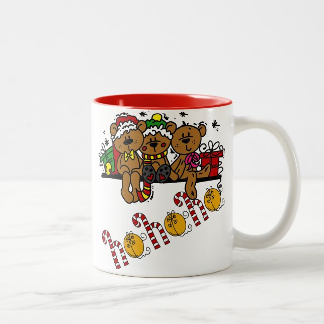 Ho Ho Ho Teddy Bears Zweifarbige Tasse (Rechts)