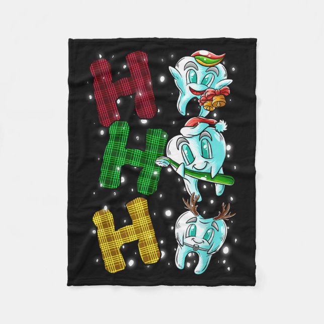 Ho Ho Ho Teeth Santa Claus Dentist Ugly Christmas  Fleecedecke (Vorderseite)