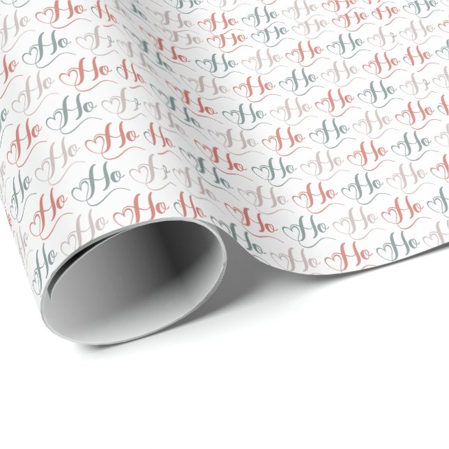 Ho Ho Ho-Typografie-Muster Geschenkpapier (Rolleneckpunkt)