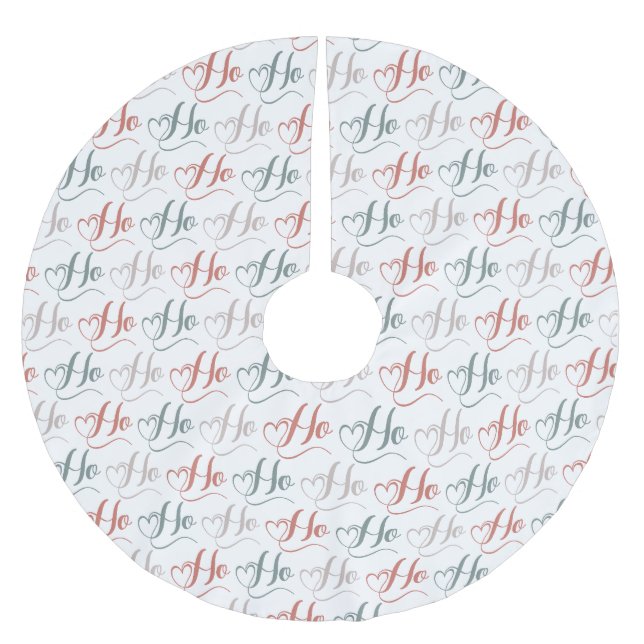 Ho Ho Ho-Typografie-Muster Polyester Weihnachtsbaumdecke (Vorderseite)