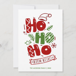 Ho Ho Ho Typografie Rote Weihnachtskarte Feiertagskarte