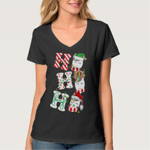 Ho Ho Ho Unicorn Lights Weihnachtsmannmütze Rentie T-Shirt