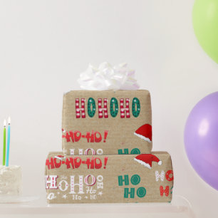 Ho Ho Ho Vintag Kraft Weihnachtsmuster Geschenkpapier