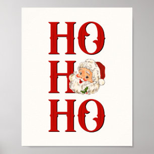 Ho Ho Ho Vintage Weihnachtsmann Weihnachtsferien P Poster
