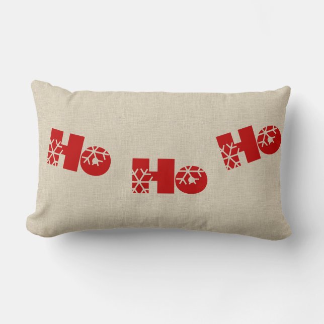 Ho Ho Ho Weihnachten Lumbar Burlap Pillow Lendenkissen (Vorderseite)
