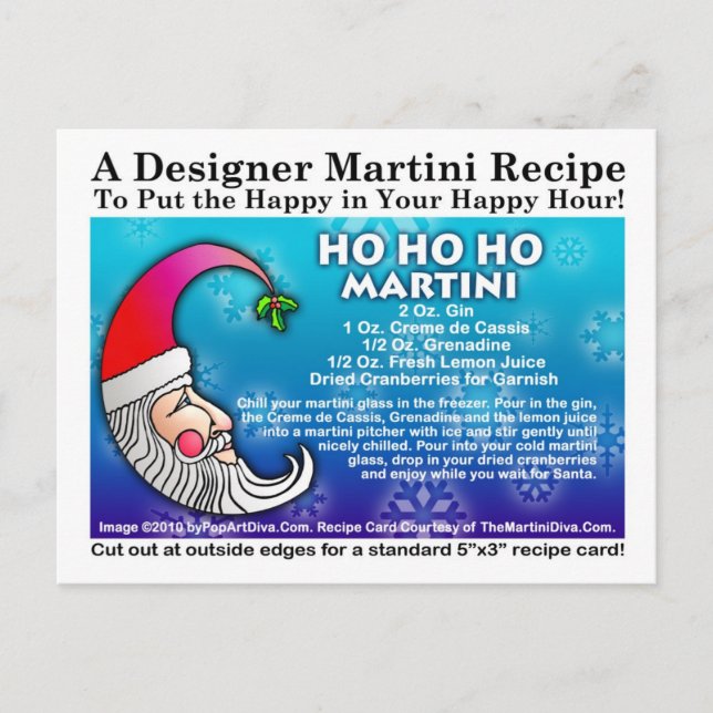 Ho Ho Ho Weihnachten Martini Rezept Postkarte (Vorderseite)