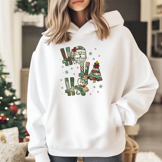 Ho Ho Ho Weihnachtliches Patchwork Hoodie (Von Creator hochgeladen)