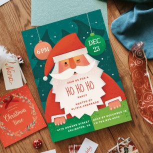 Ho Ho Ho Weihnachts-Party   Niedlicher Weihnachtsf Einladung