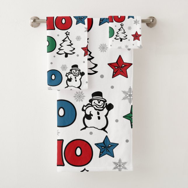 Ho-Ho-Ho Weihnachtsdesign Badhandtuch Set (Insitu)