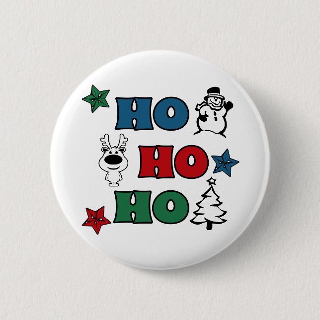 Ho-Ho-Ho Weihnachtsdesign Button (Vorderseite)