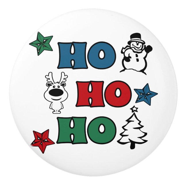 Ho-Ho-Ho Weihnachtsdesign Keramikknauf (Vorderseite)