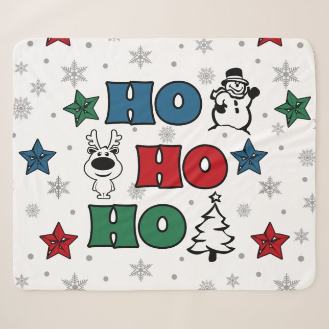 Ho-Ho-Ho Weihnachtsdesign Sherpadecke (Vorderseite (Horizontal))