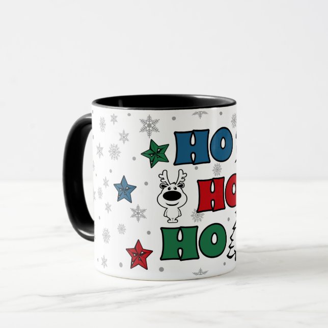 Ho-Ho-Ho Weihnachtsdesign Tasse (Vorderseite Links)