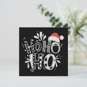 HO HO HO Weihnachtsfamilie Santa Hut Urlaub Feiertagskarte